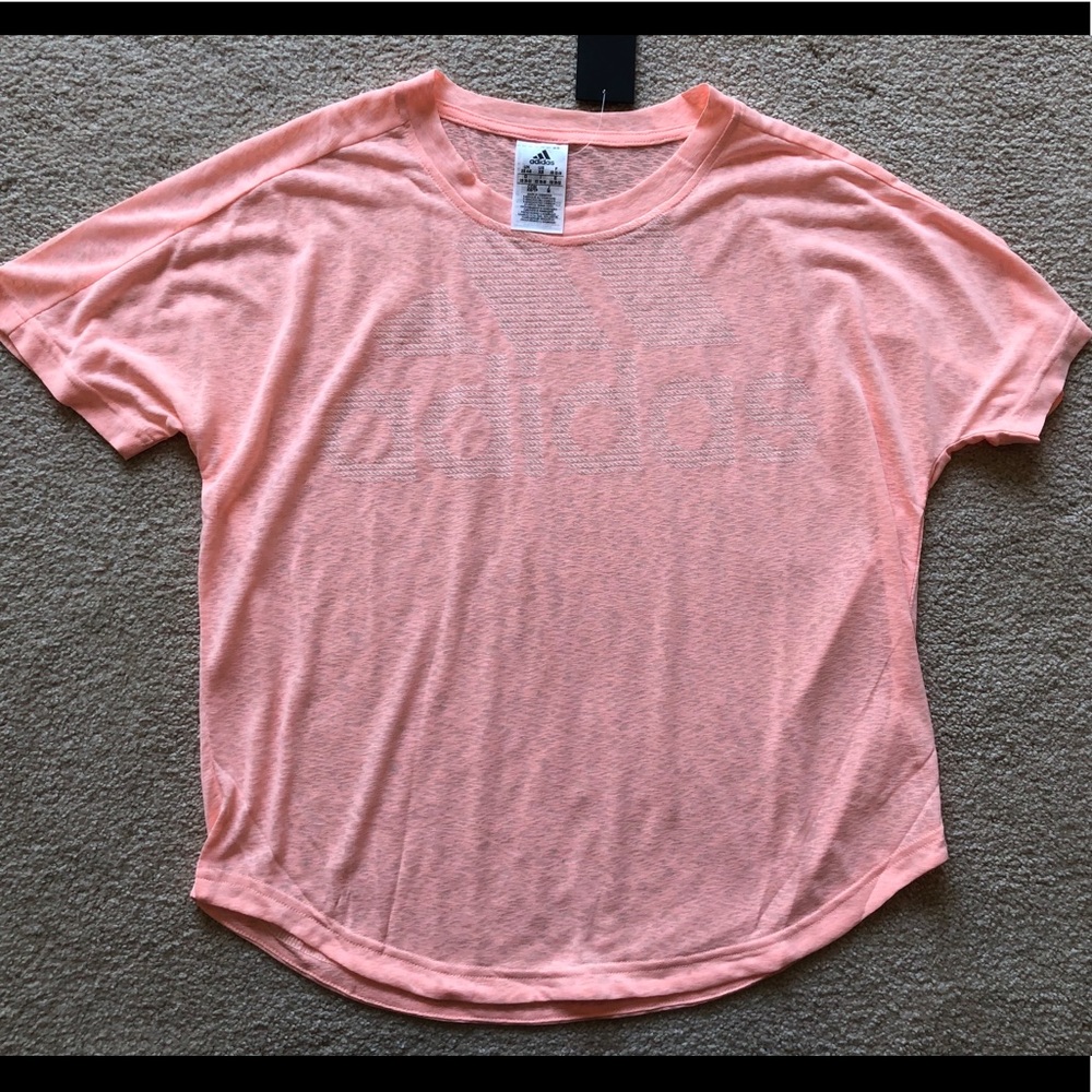 Adidas Salmon Pink Magic Logo Jersey TShirt Tee Top Shirt XS New Short Sleeve